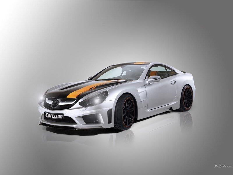 silver car with orange stripes