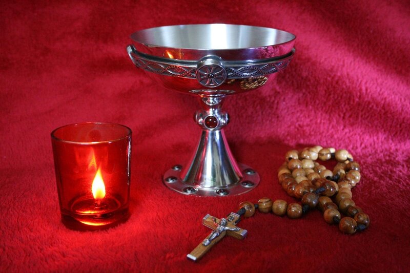 Silver Chalice with Rosary