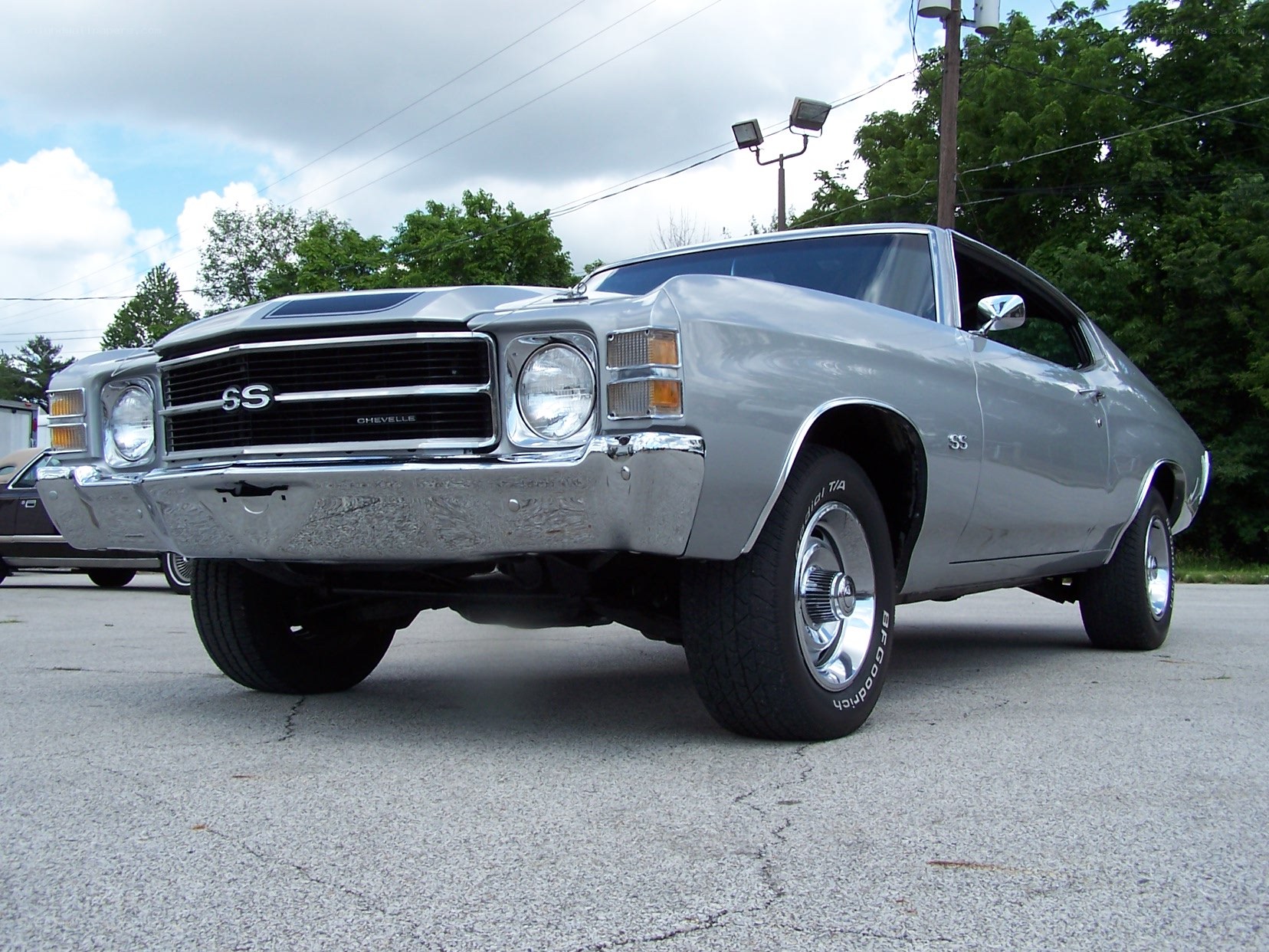 Silver Chevelle SS muscle car