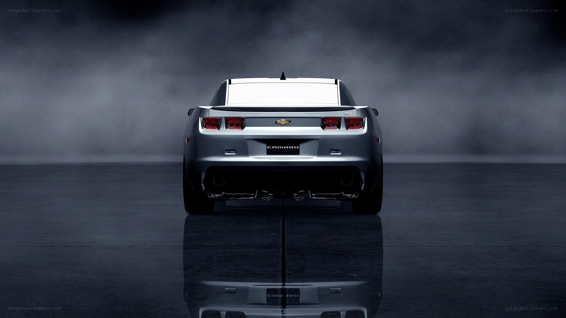 silver chevrolet camaro rear view