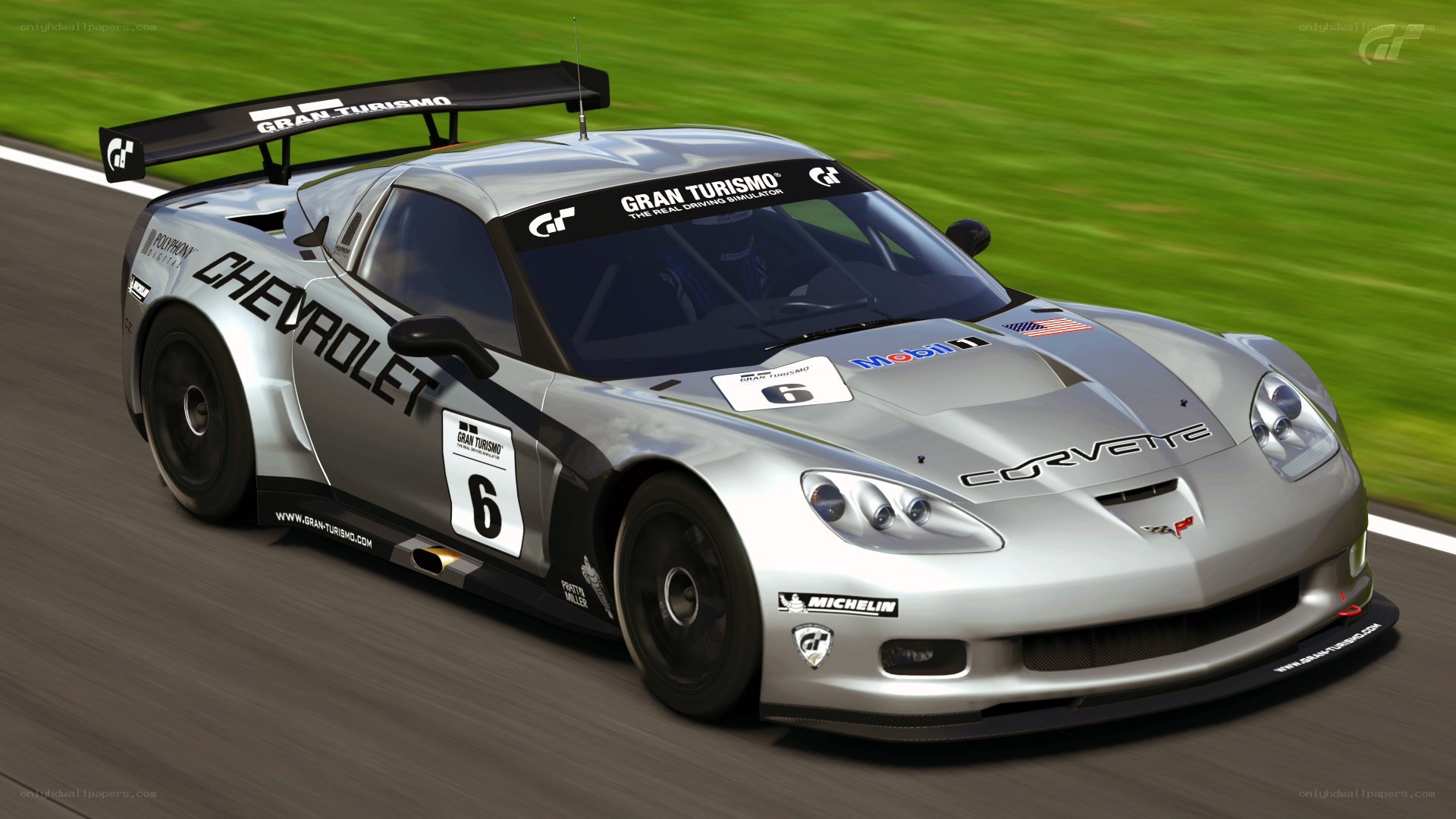 silver chevrolet corvette race car