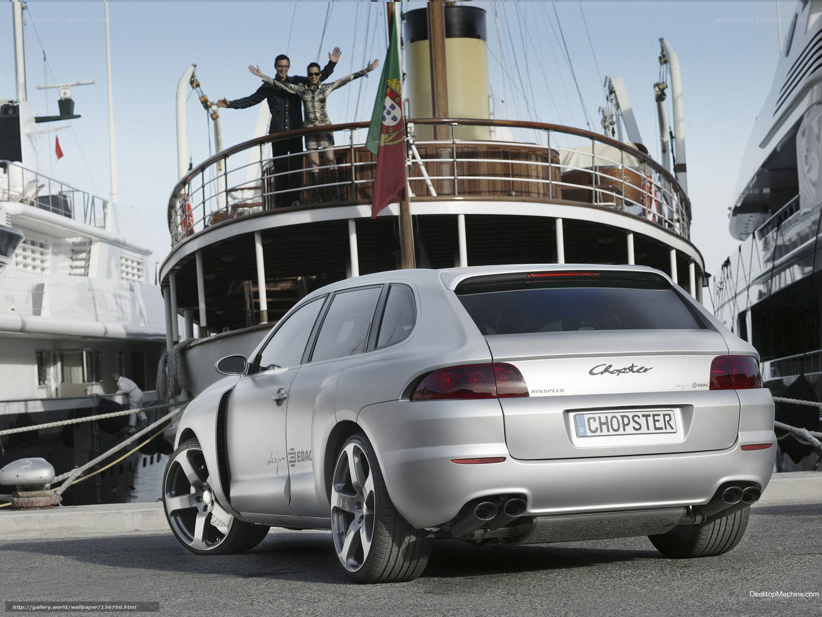 Silver Chopster car at dock