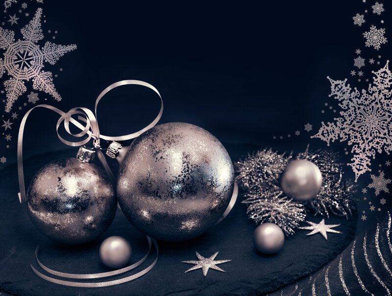Silver Christmas Ornaments — Black