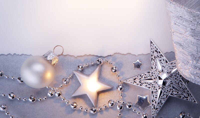 Silver Christmas Ornaments — Festive, Winter, Photograph, Star