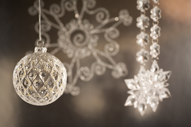Silver Christmas Ornaments — Festive, Winter, Photograph