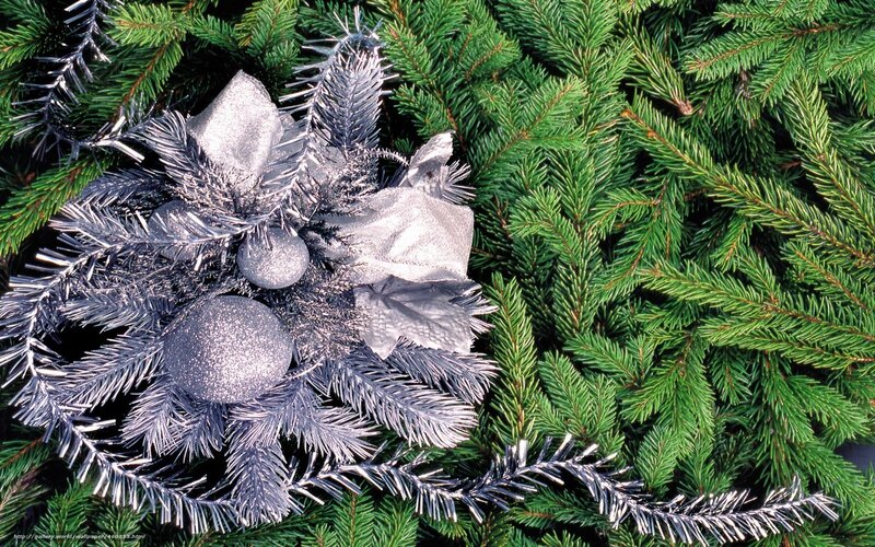 Silver Christmas Ornaments — Green