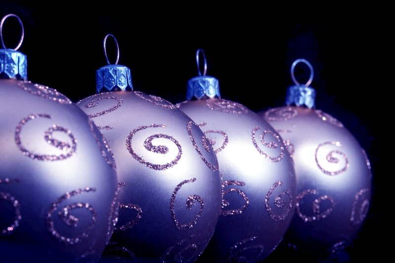 Silver Christmas Ornaments — Purple