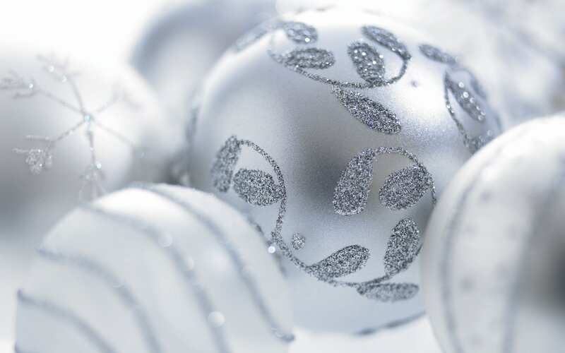 Silver Christmas Ornaments — White, Festive, Winter