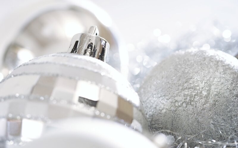Silver Christmas Ornaments — White
