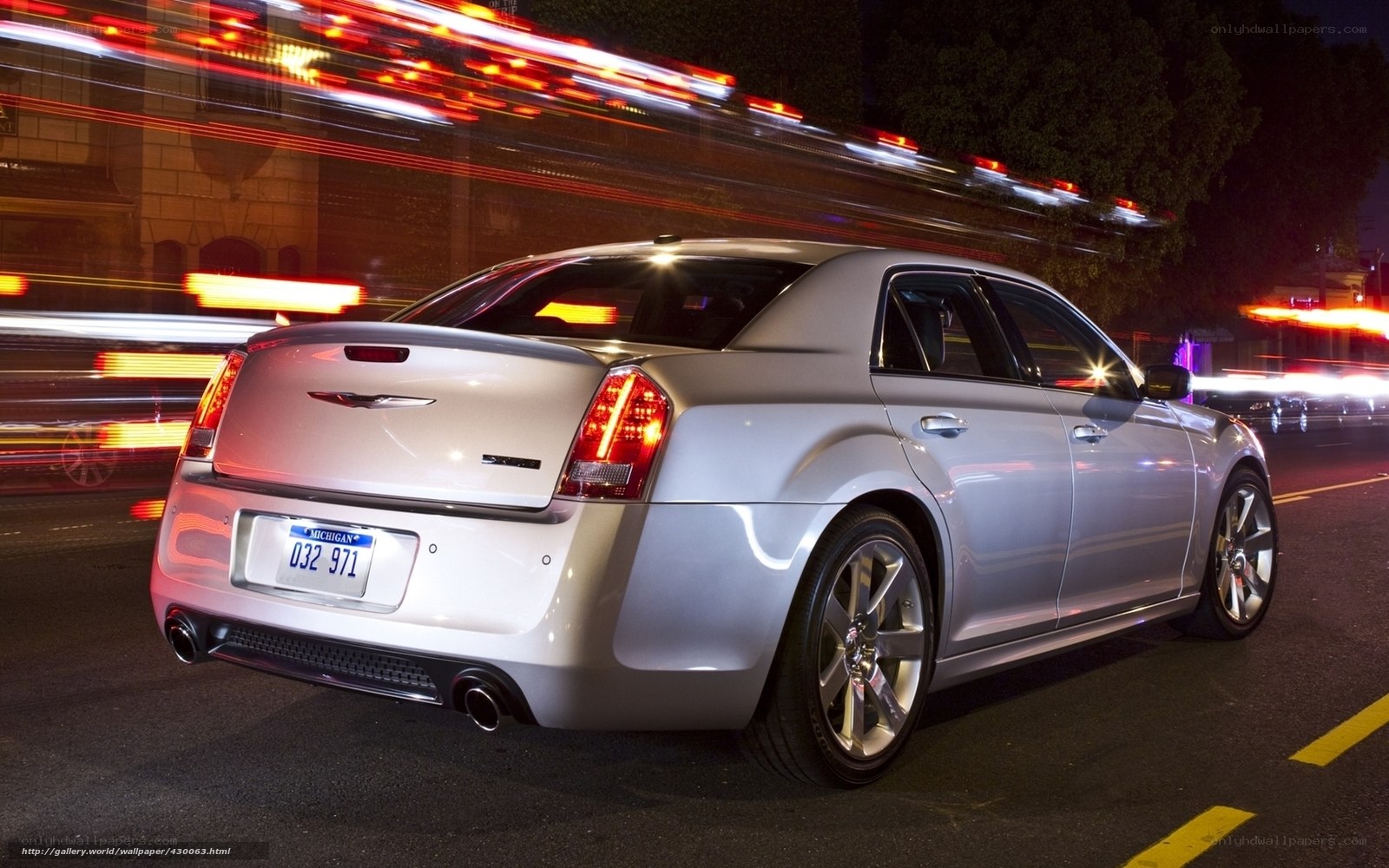 Silver Chrysler 300 at night