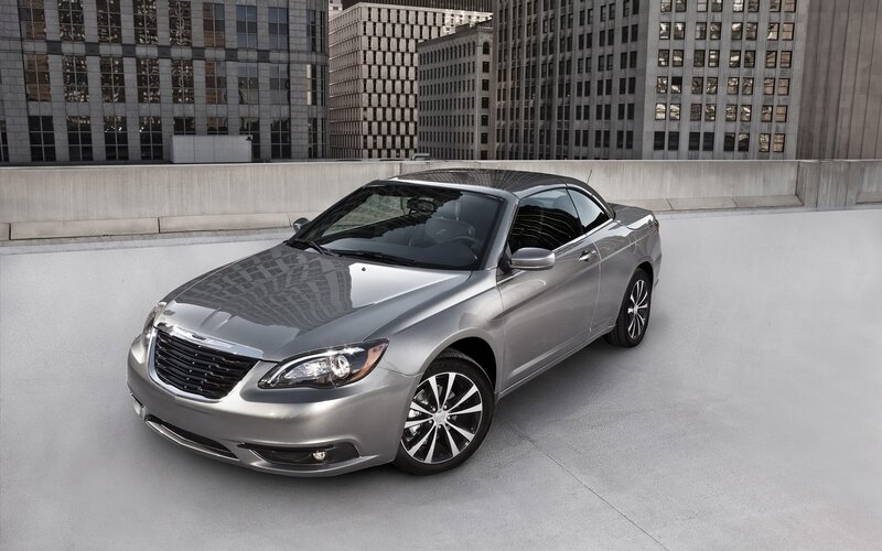 Silver Chrysler convertible in city