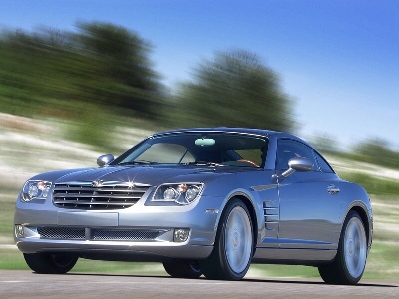 silver chrysler crossfire in motion