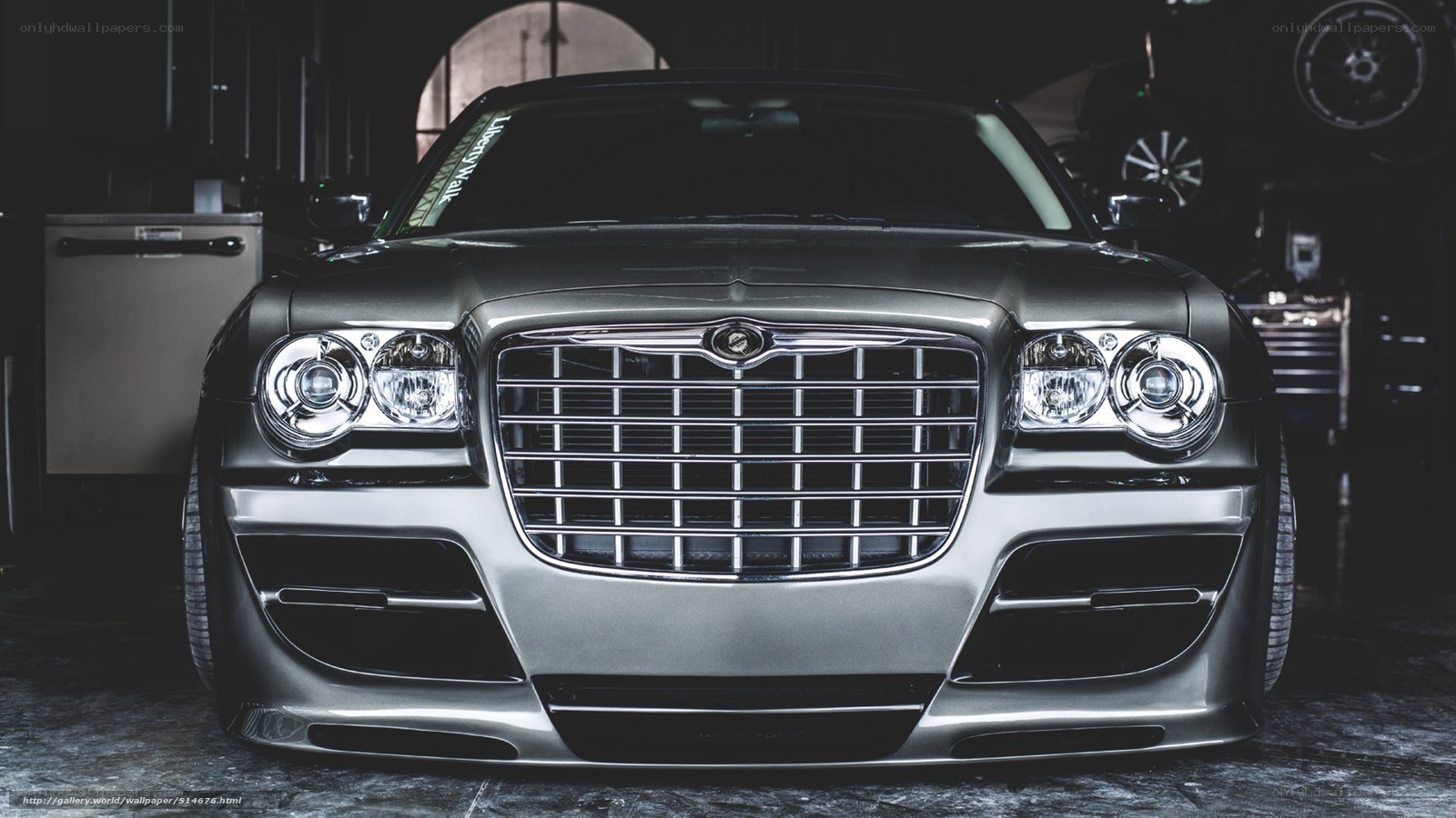 silver chrysler in garage