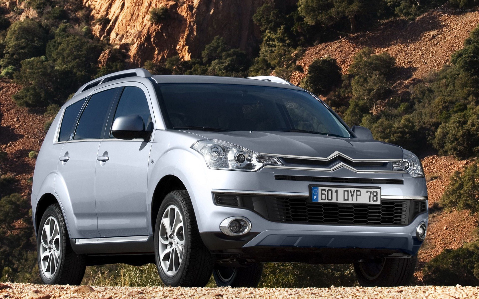 silver citroen suv on mountain road