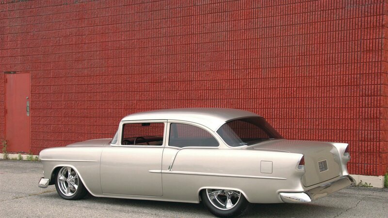 Silver Classic Car — Calm, Afternoon, Photograph, Red Wall