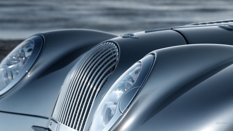 Silver Classic Car — Dramatic, Photograph, Headlights