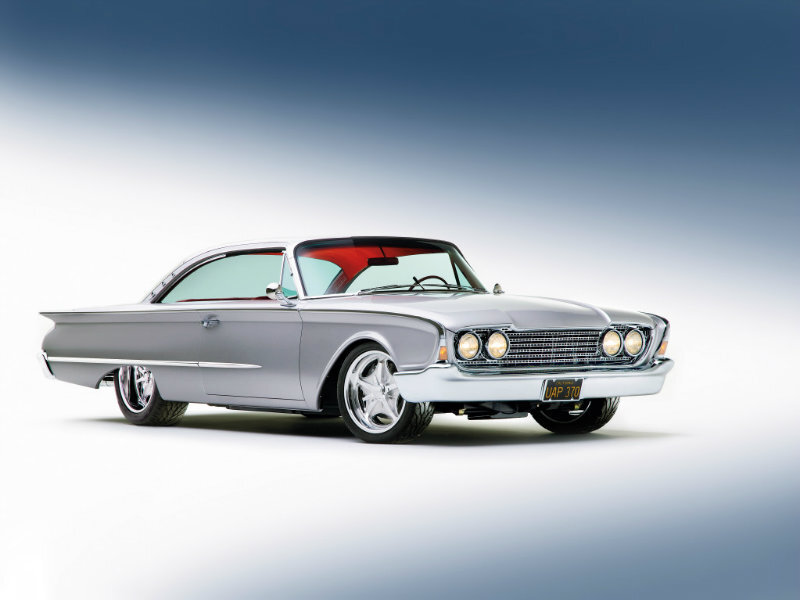 Silver Classic Car — Dramatic, Photograph, Red Interior
