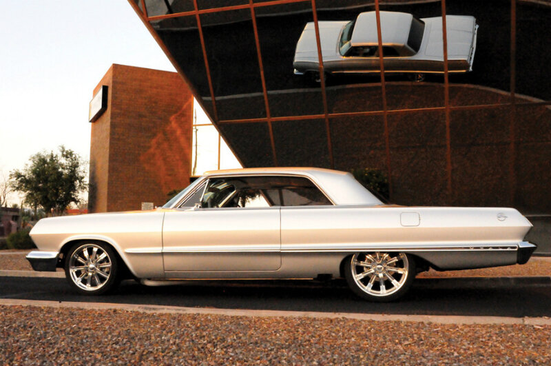 Silver Classic Car — Dramatic, Sunset, Photograph