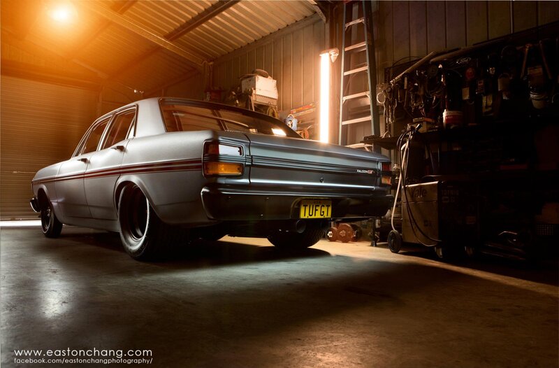 Silver Classic Car — Gray, Dramatic, Photograph, Garage