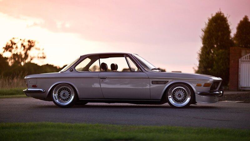 Silver Classic Car — Gray, Serene, Sunset, Photograph, Trees, Sky