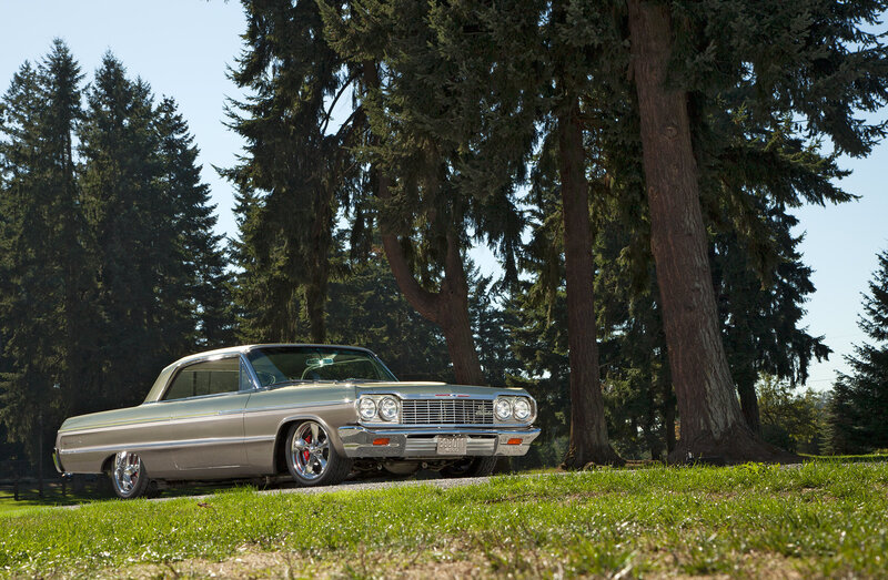 Silver Classic Car — Green, Serene, Afternoon