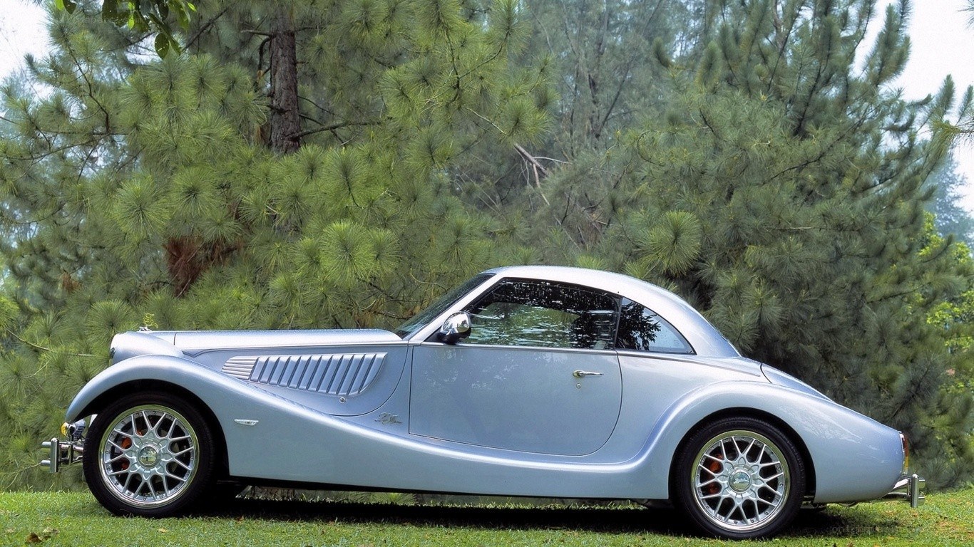 silver classic car on grass