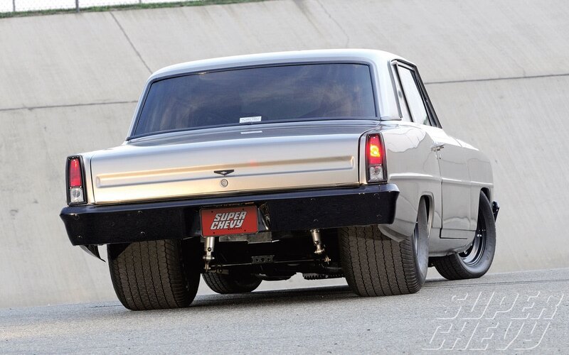 silver classic car rear view