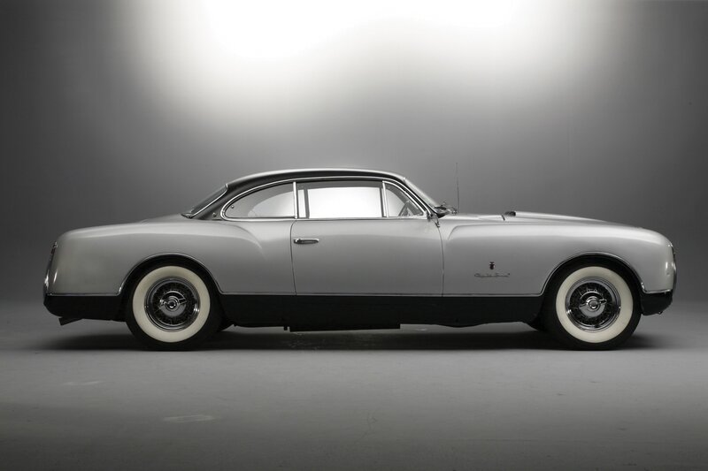 silver classic car side profile