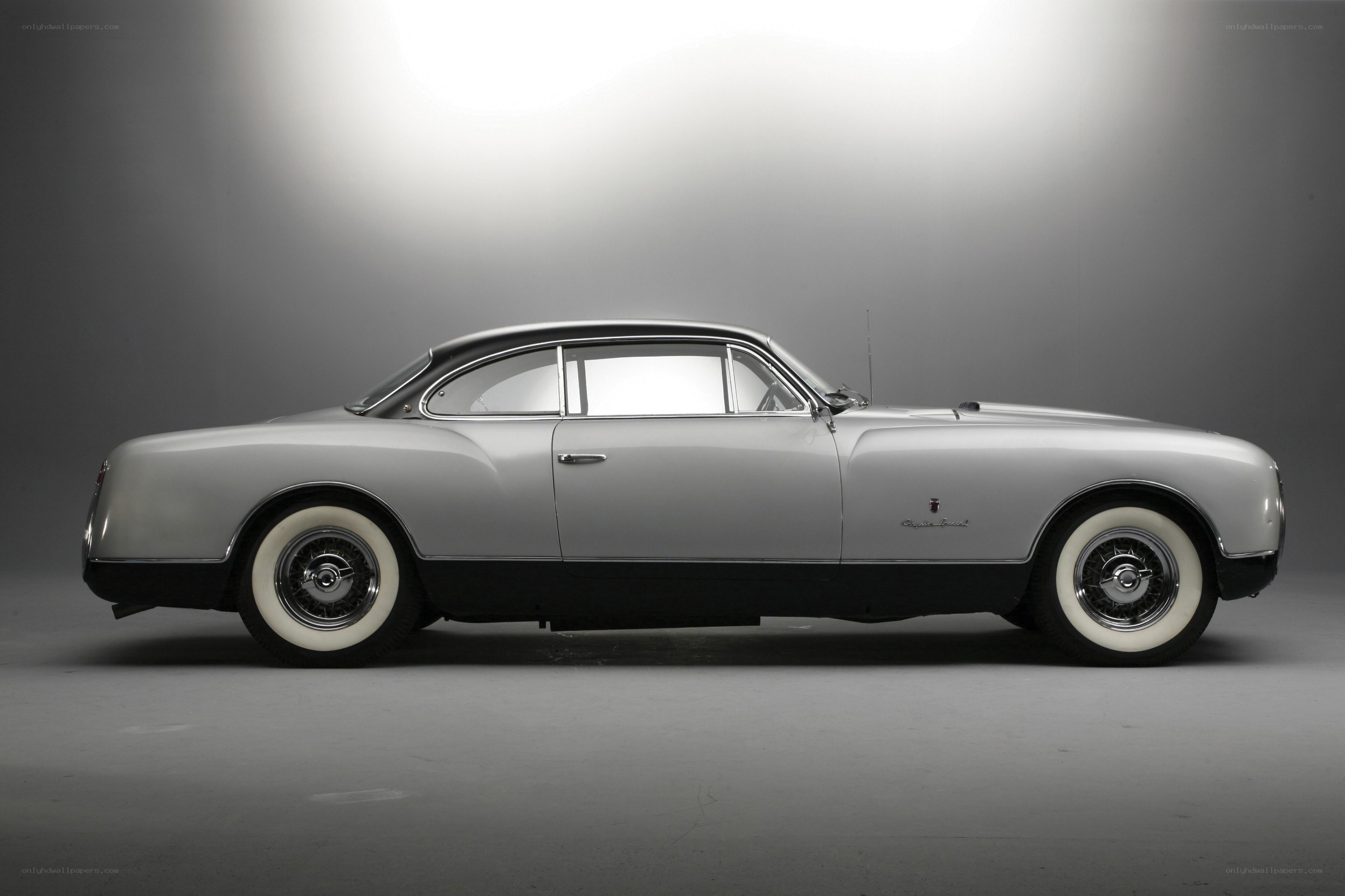 silver classic car side profile