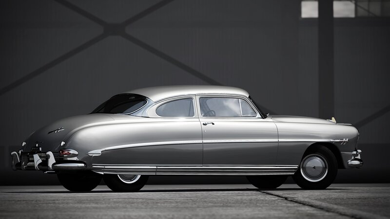 silver classic car side view