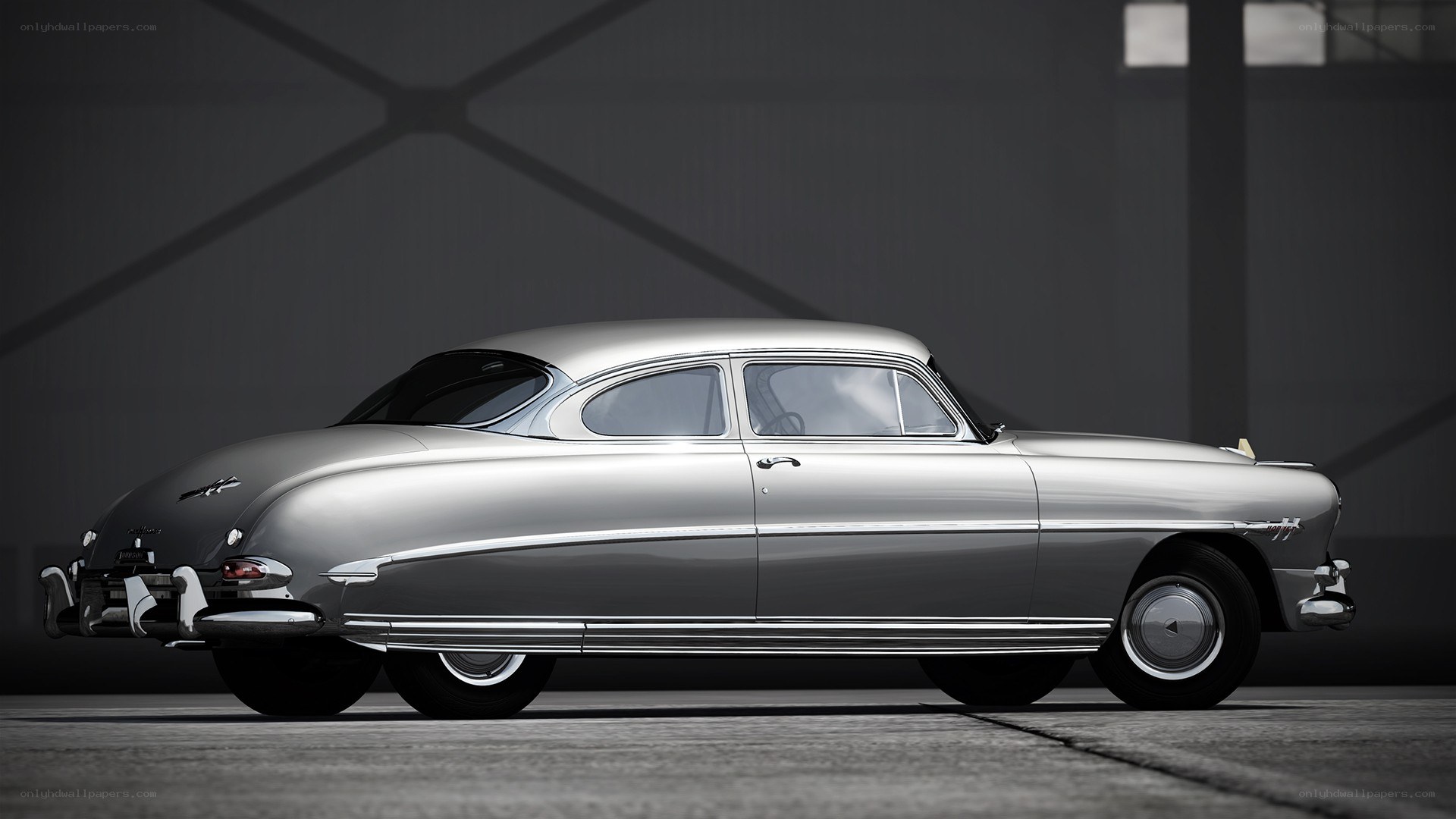 silver classic car side view