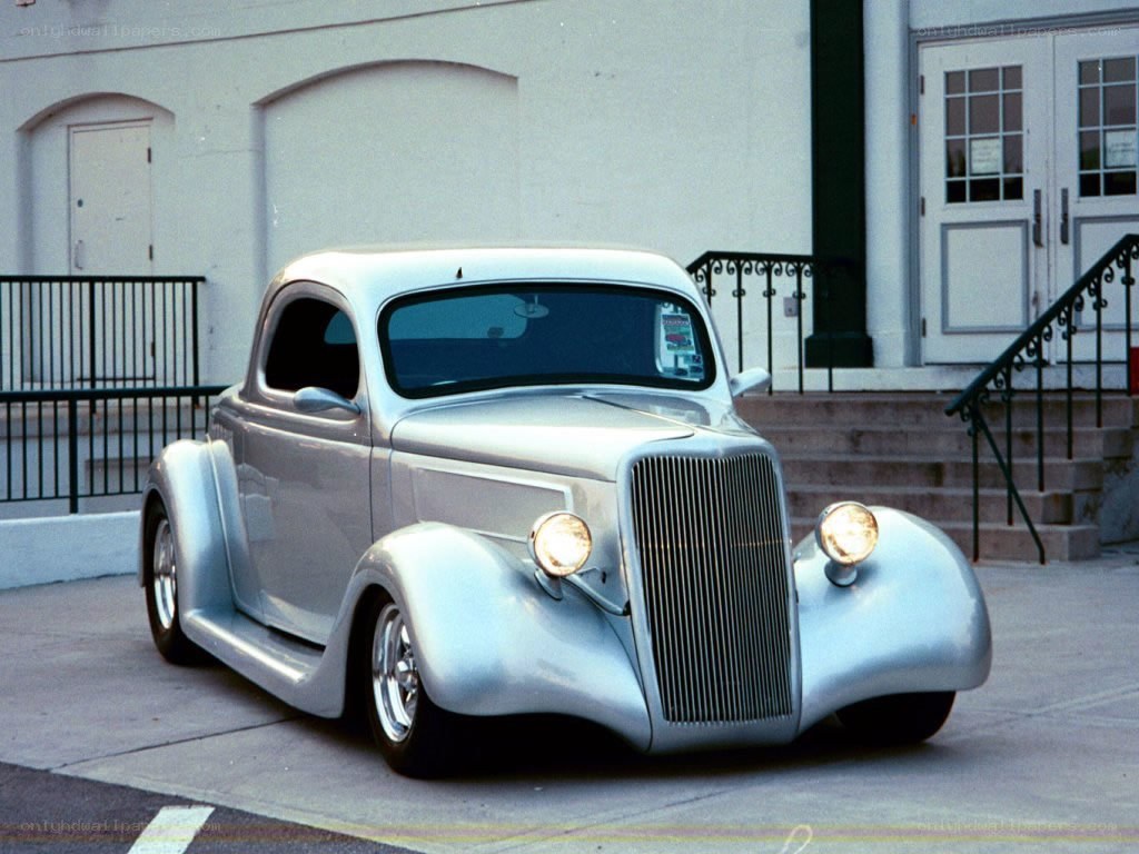 silver classic hot rod car