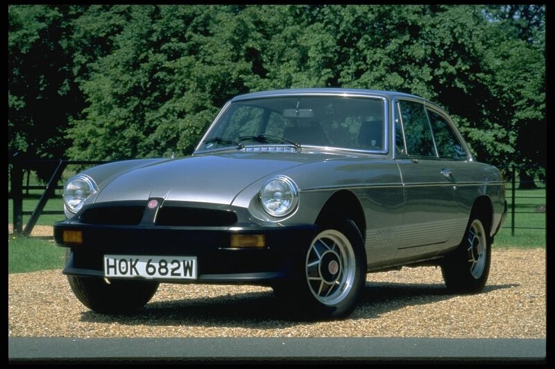 Silver classic MG car