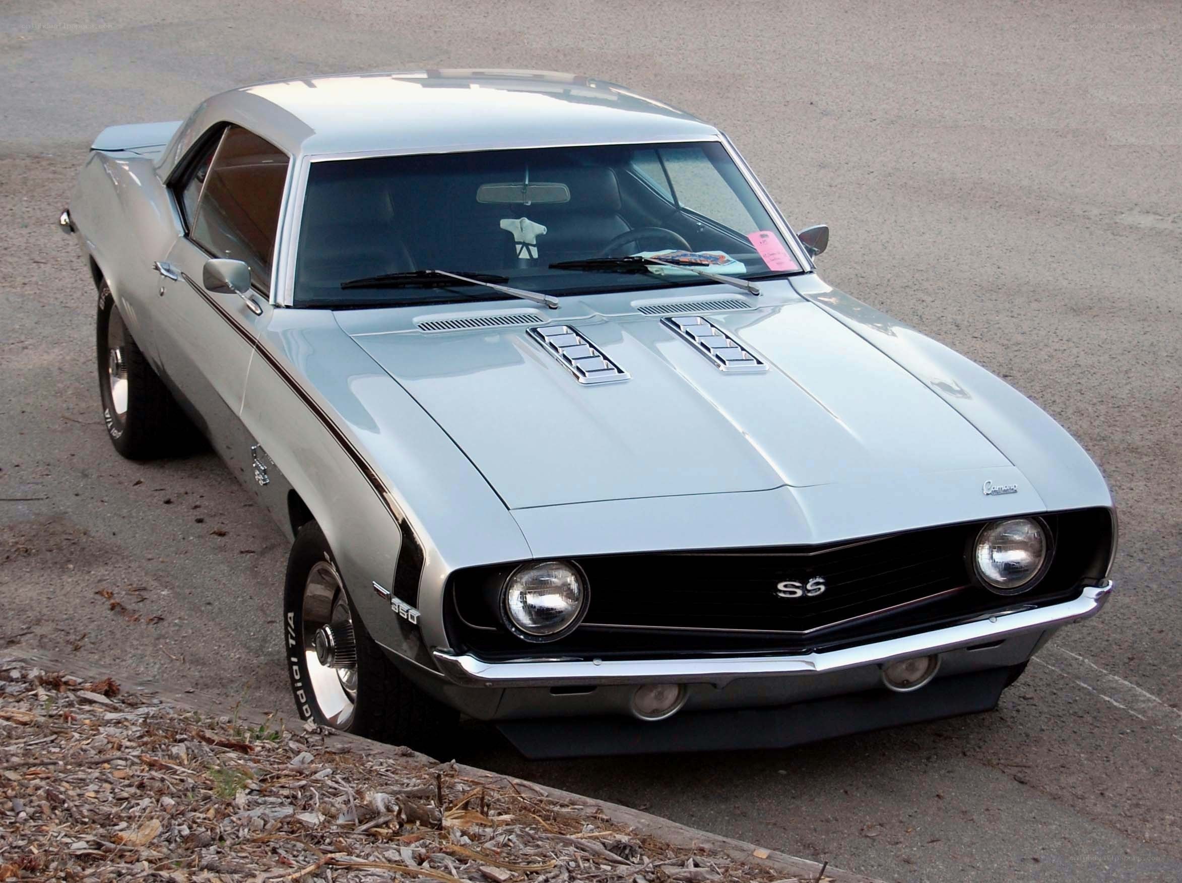 Silver classic muscle car