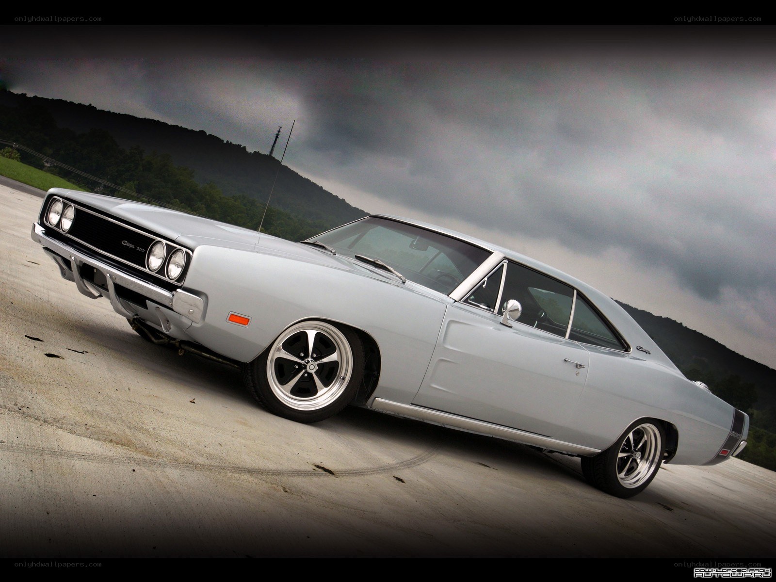 silver classic muscle car