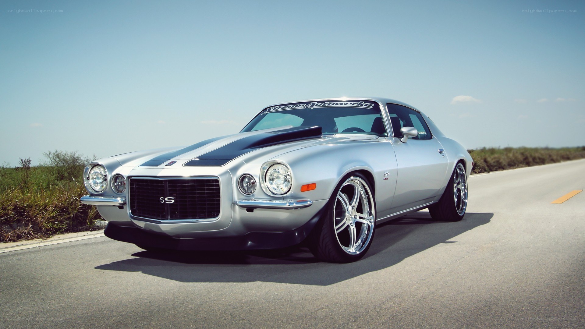 silver classic muscle car