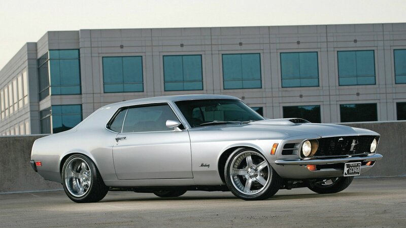 Silver classic muscle car