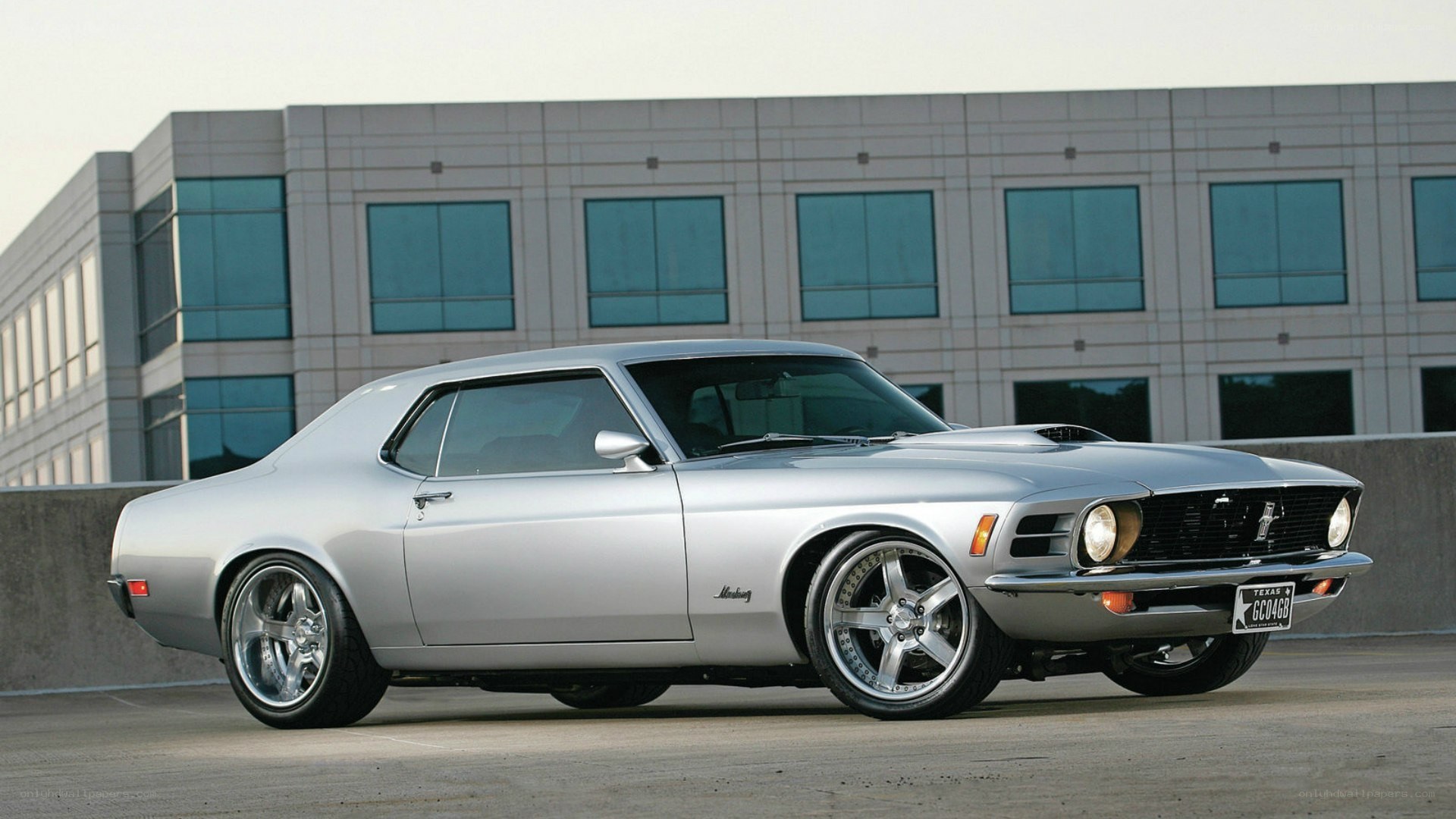 Silver classic muscle car