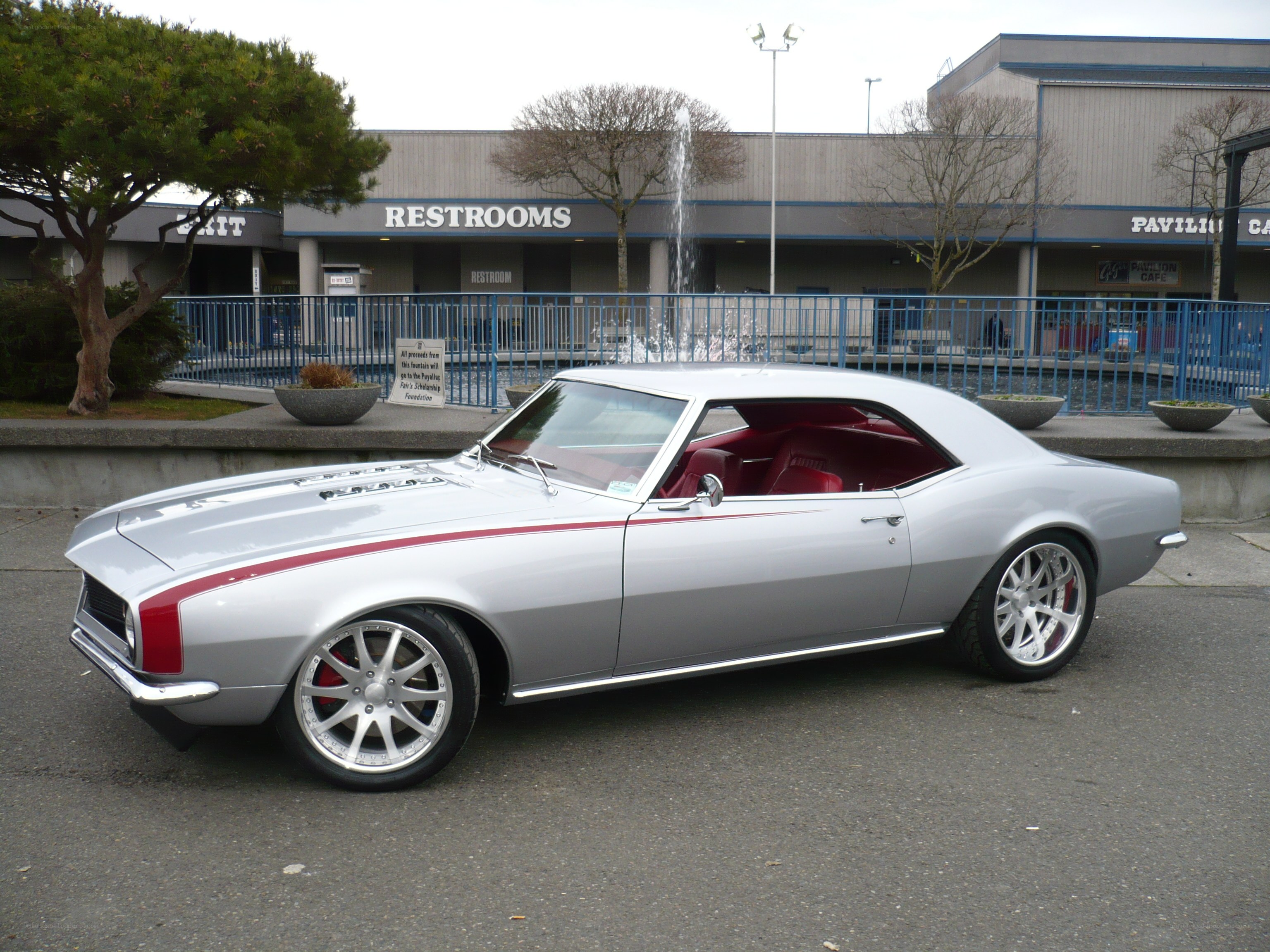 Silver classic muscle car