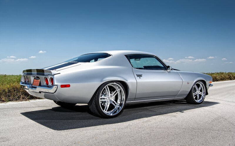 silver classic muscle car