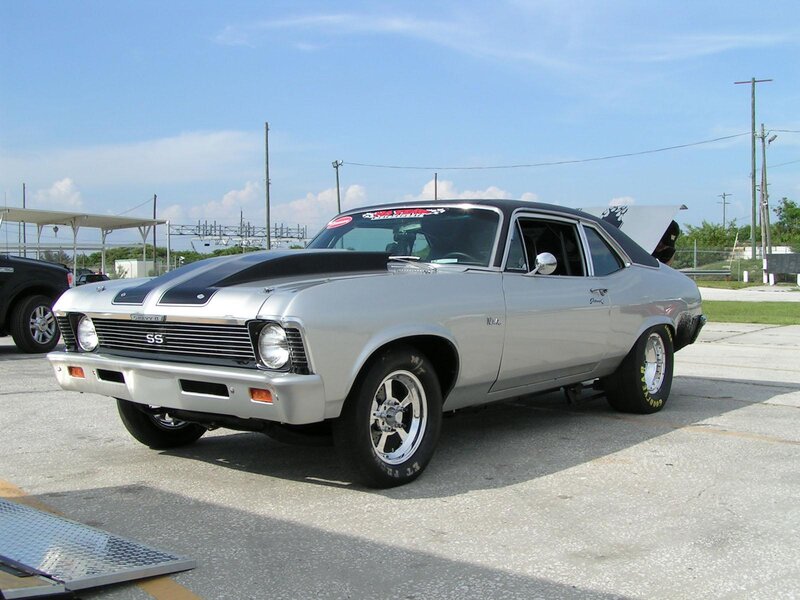 Silver classic muscle car