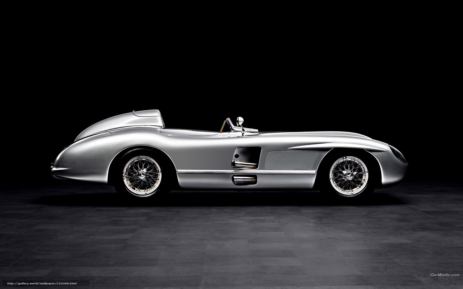 Silver classic race car