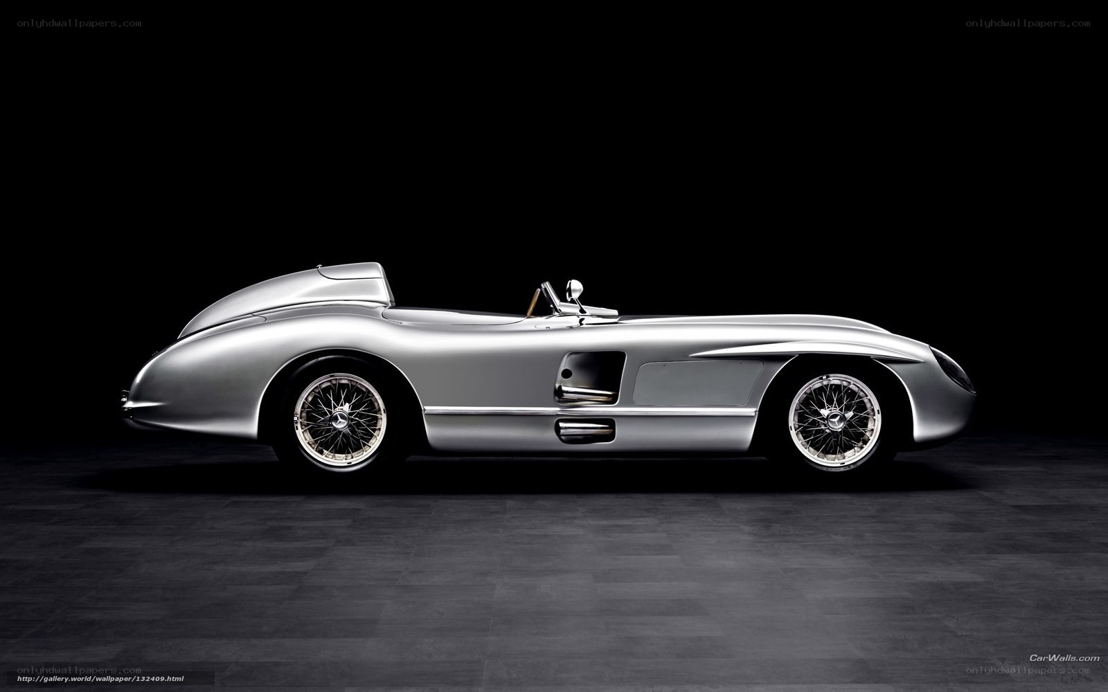 Silver classic race car
