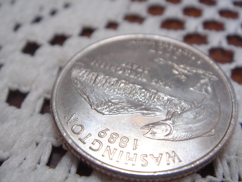 Silver Coin on Doily