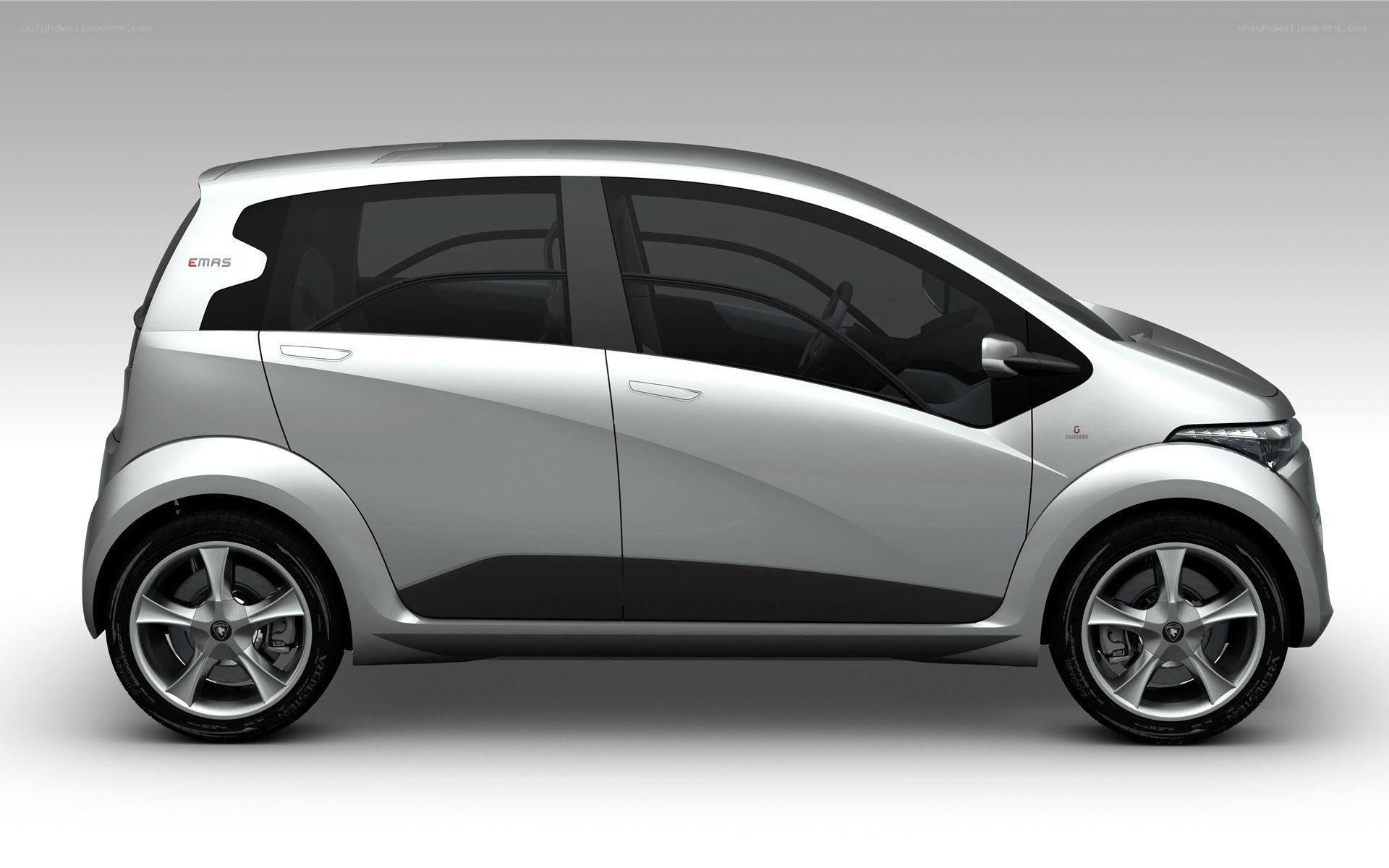 Silver compact electric car