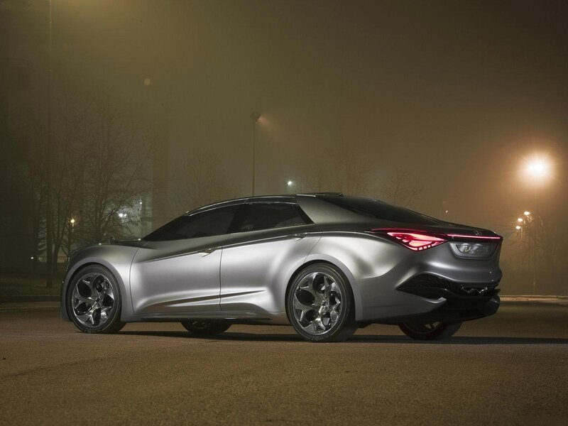 Silver concept car at night