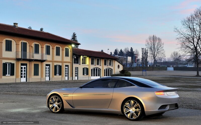 Silver concept car at villa
