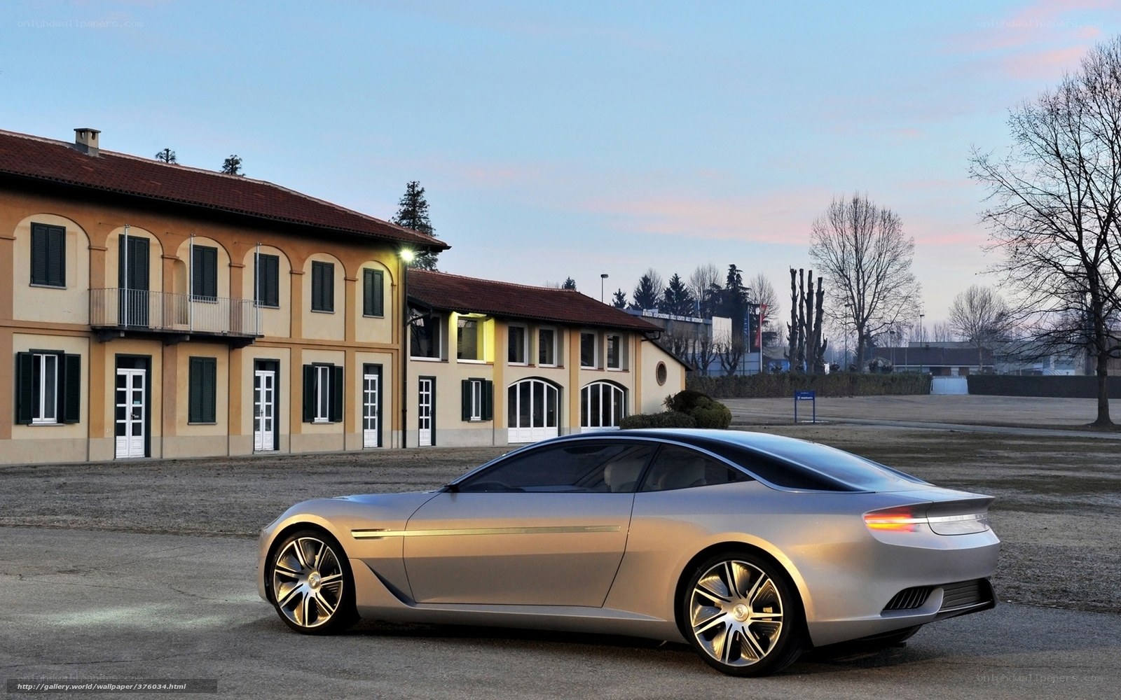 Silver concept car at villa