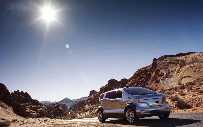 Silver Concept Car — Blue, Dramatic, Afternoon