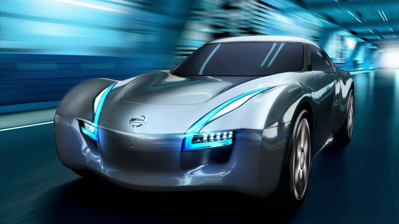 Silver Concept Car — Blue, Dynamic, 3d Render, Tunnel